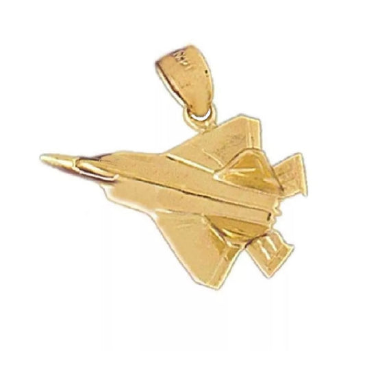 14K Yellow Gold Fighter Jet Pendant