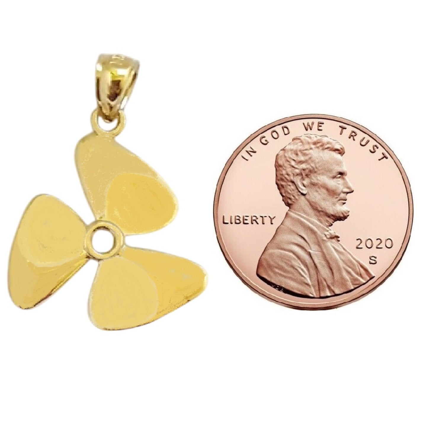14K Yellow Gold Propeller Pendant