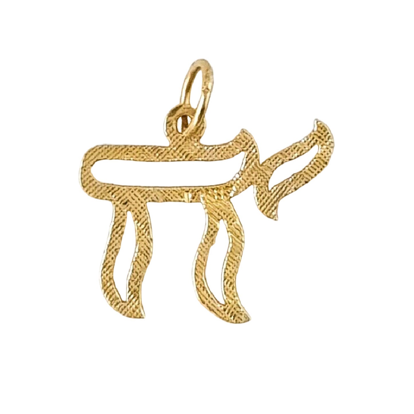 14K Yellow Gold Jewish Chai Pendant