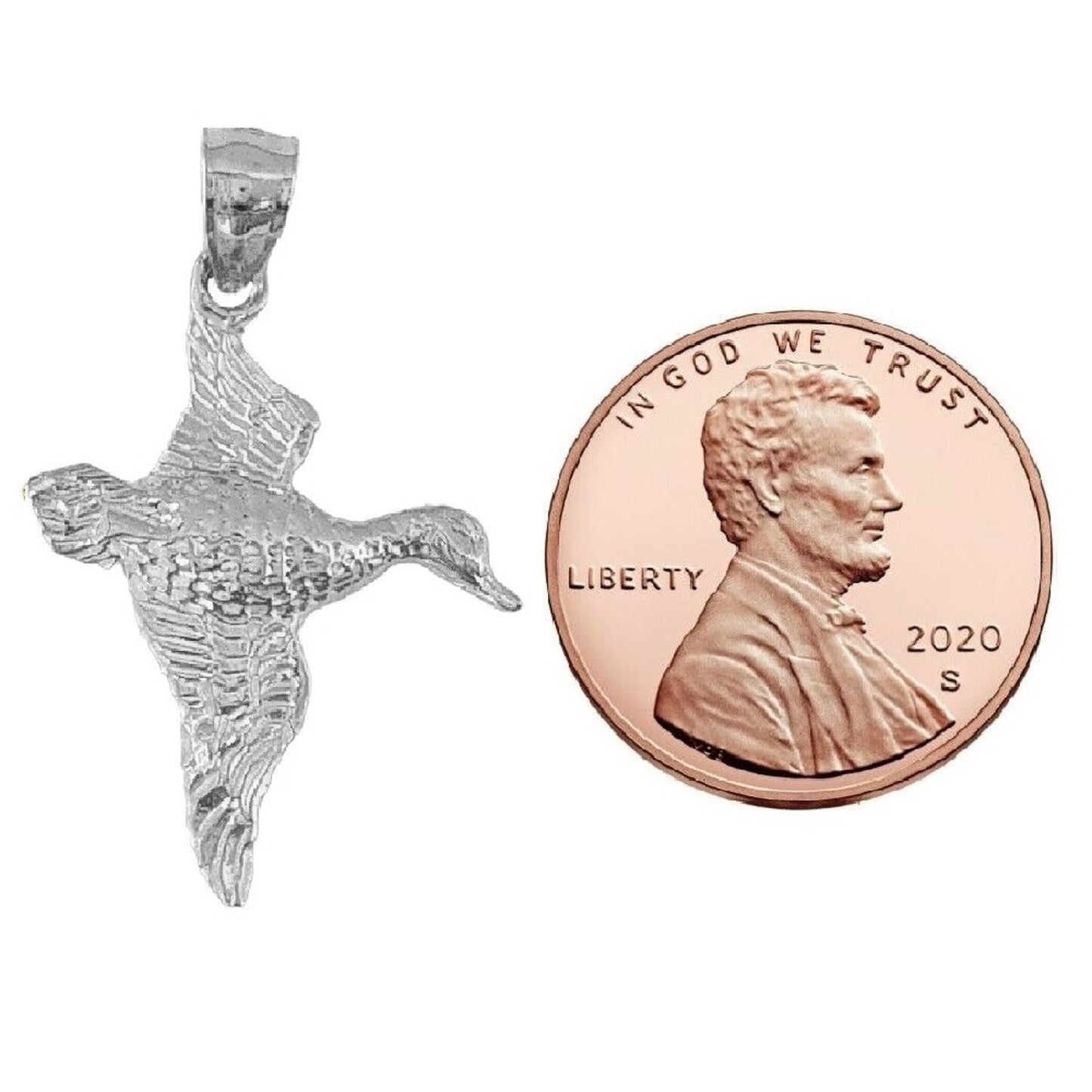 925 Sterling Silver Necklace w/ Duck Mallard Pendant Charm Pendant Charm