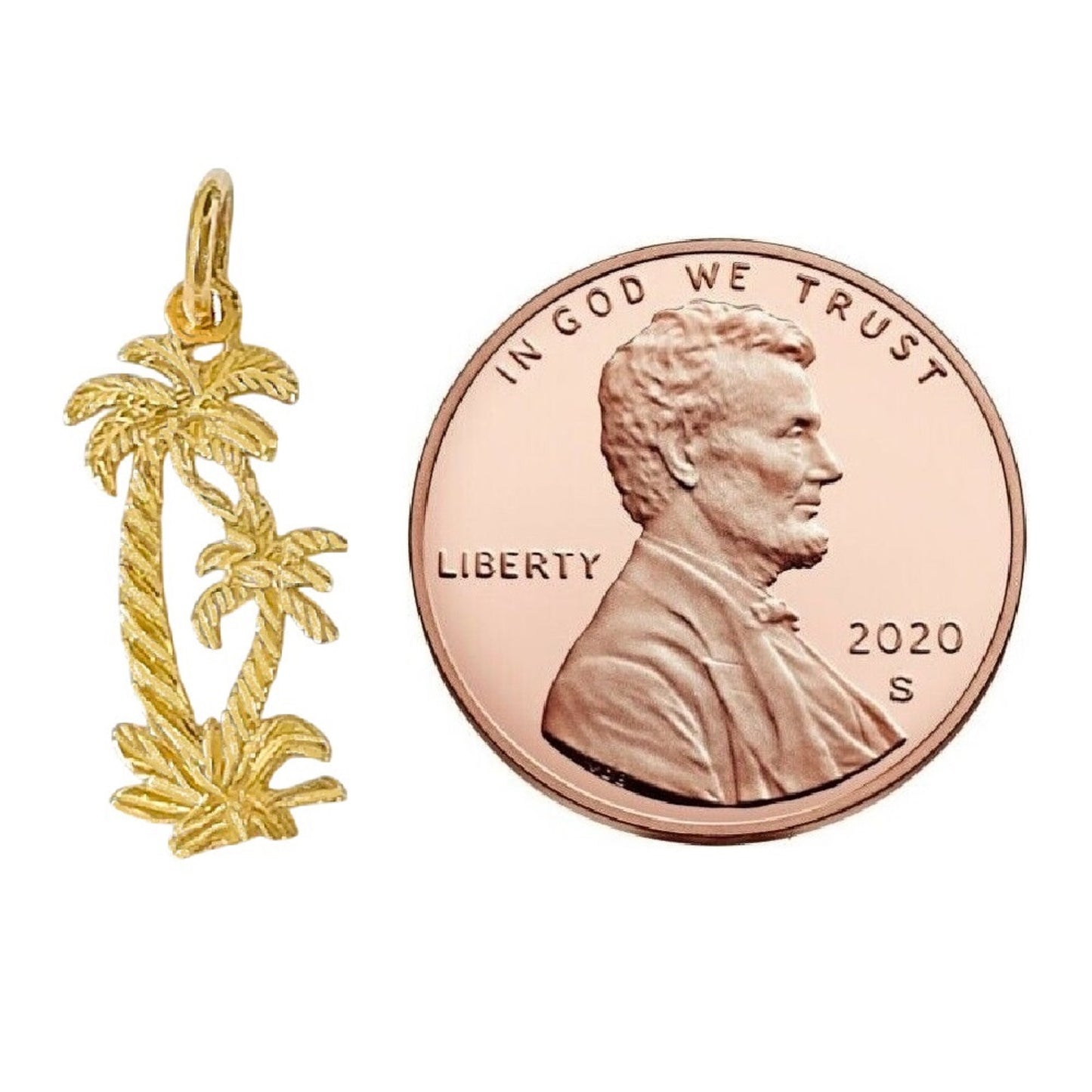 14K Yellow Gold PALM TREE Pendant