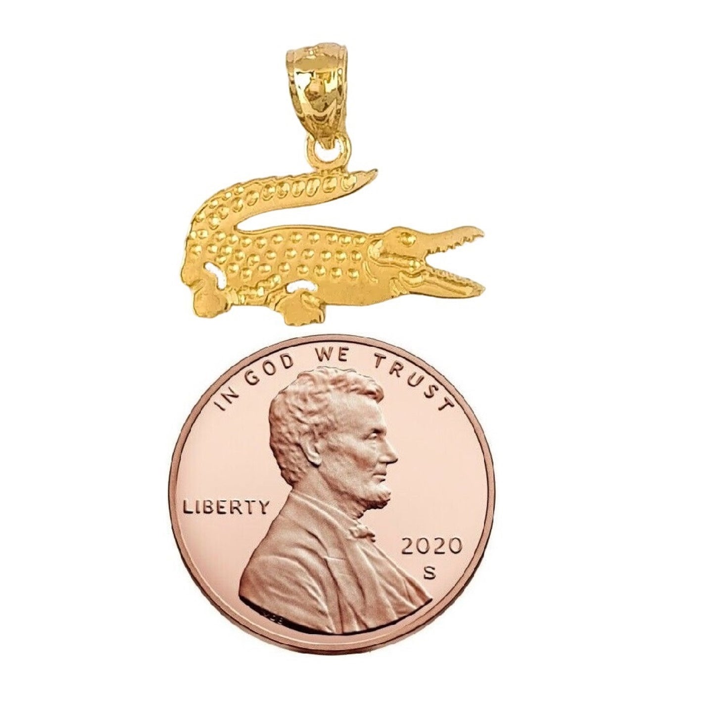 14K Yellow Gold Crocodile Pendant Charm