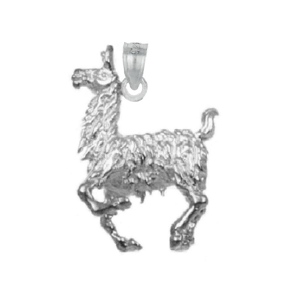 925 Sterling Silver Necklace w/ Llama 3D Solid Pendant