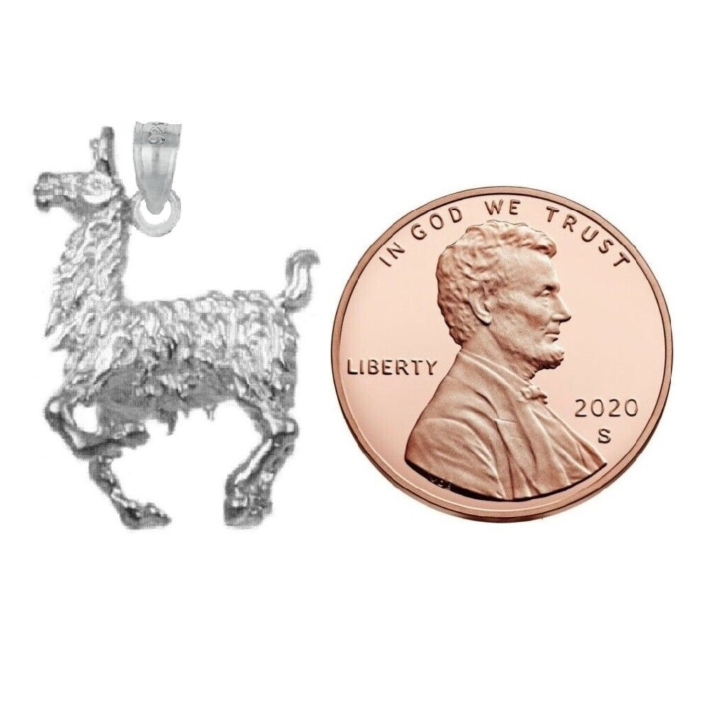 925 Sterling Silver Necklace w/ Llama 3D Solid Pendant
