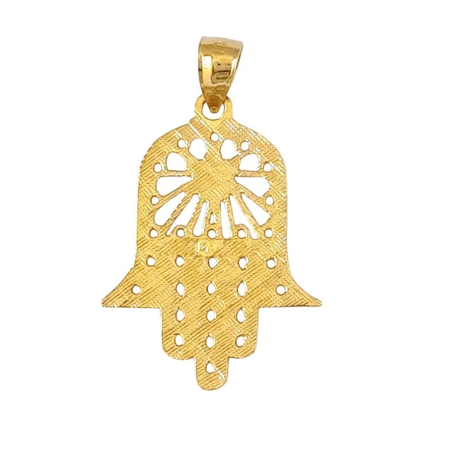 14K Yellow Gold Hamsa Hand with Star of David Pendant