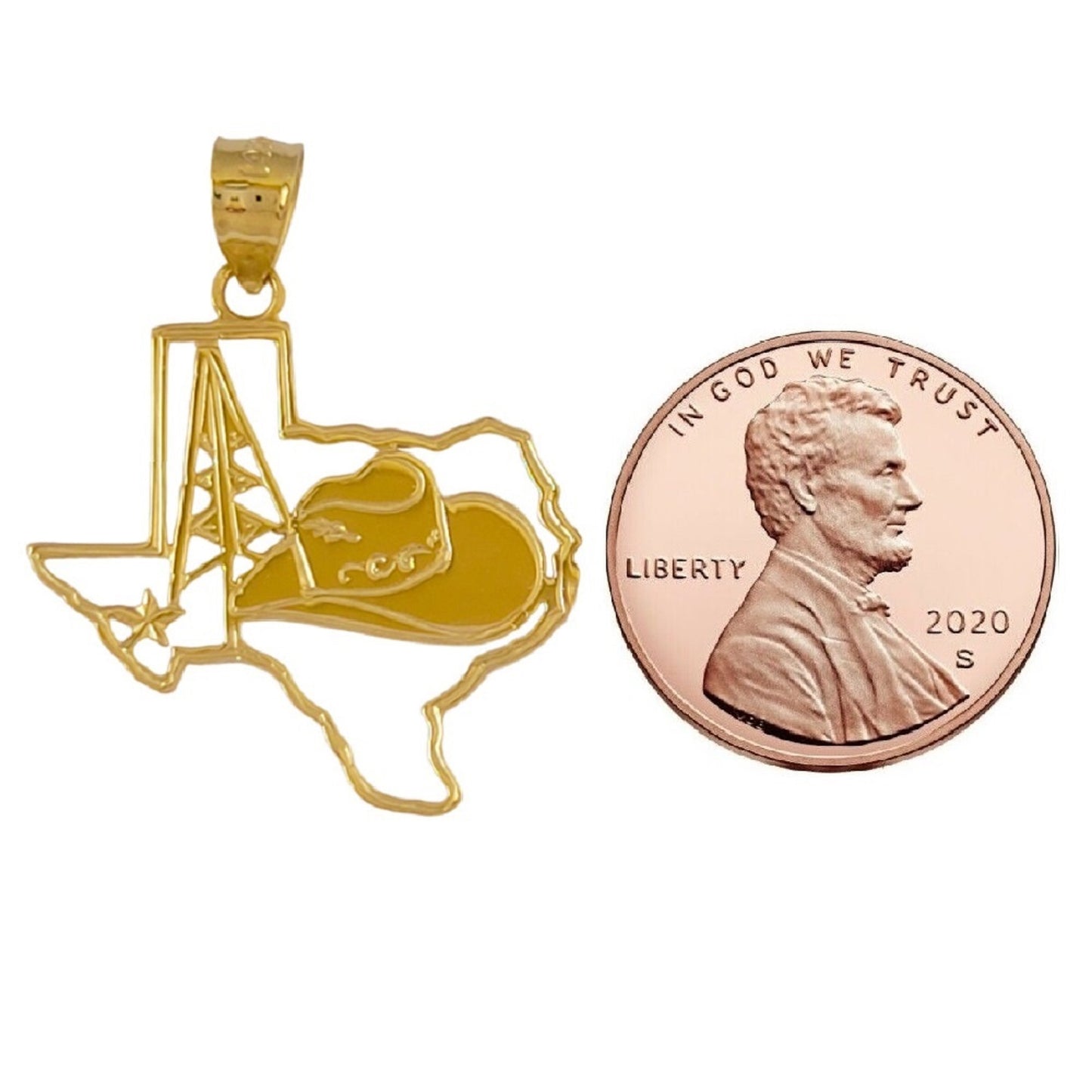 14K Yellow Gold Texas Oil Well Pendant