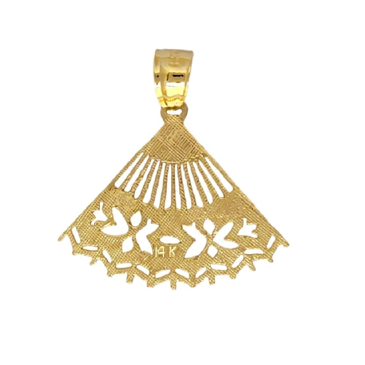 14k Yellow Gold Hand Fan Pendant