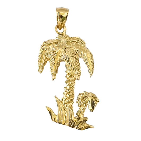 14K Yellow Gold Palm Tree Large Pendant