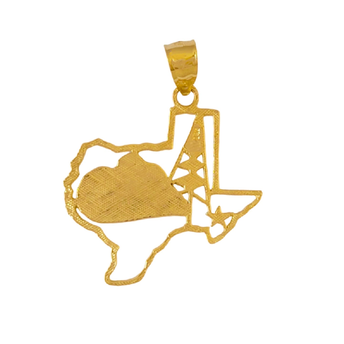 14K Yellow Gold Texas Oil Well Pendant