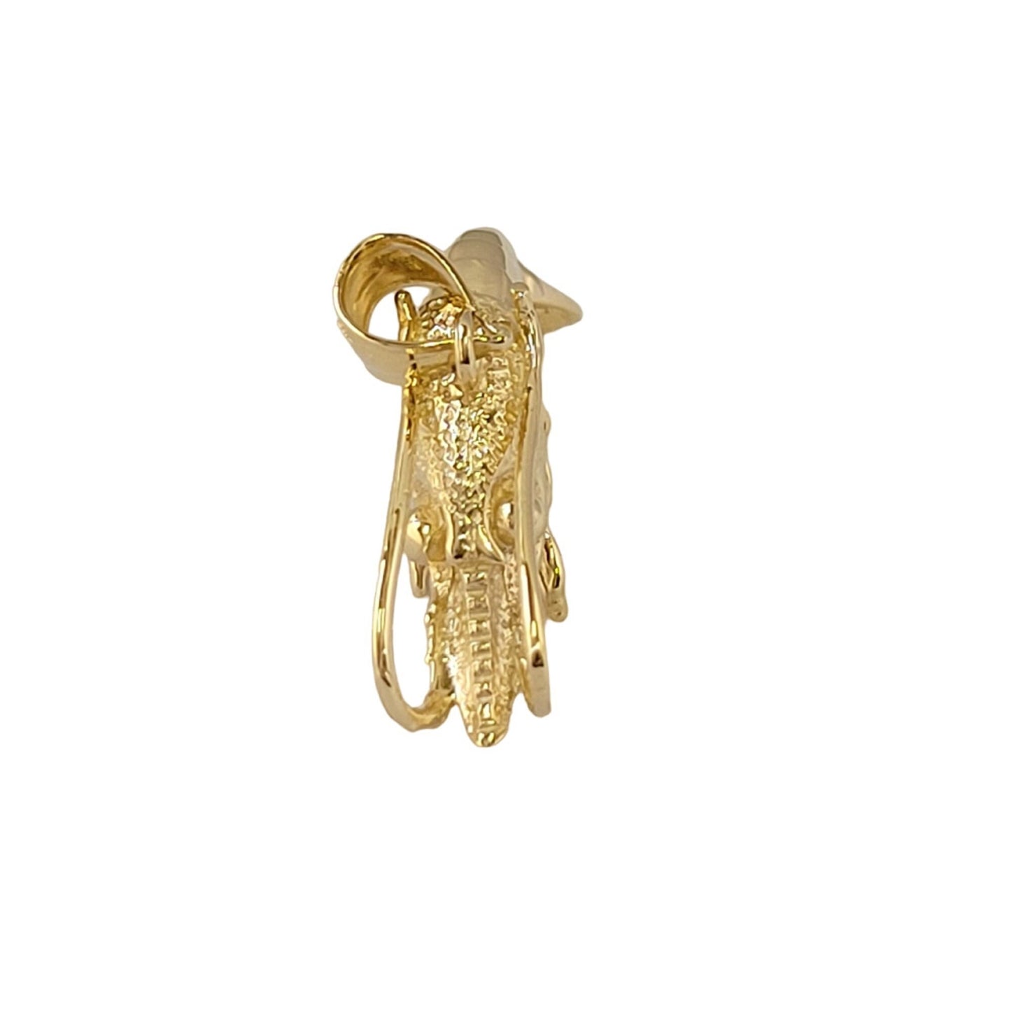 14K Yellow Gold Shrimp 3D Pendant