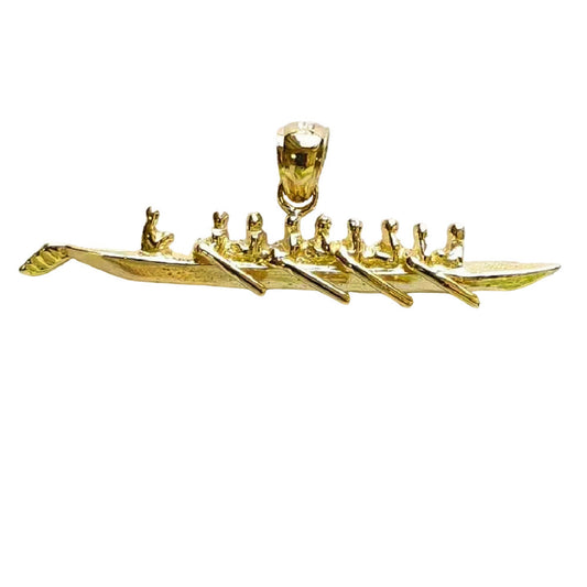14K Yellow Gold Canoe Rowing Team 3D Pendant