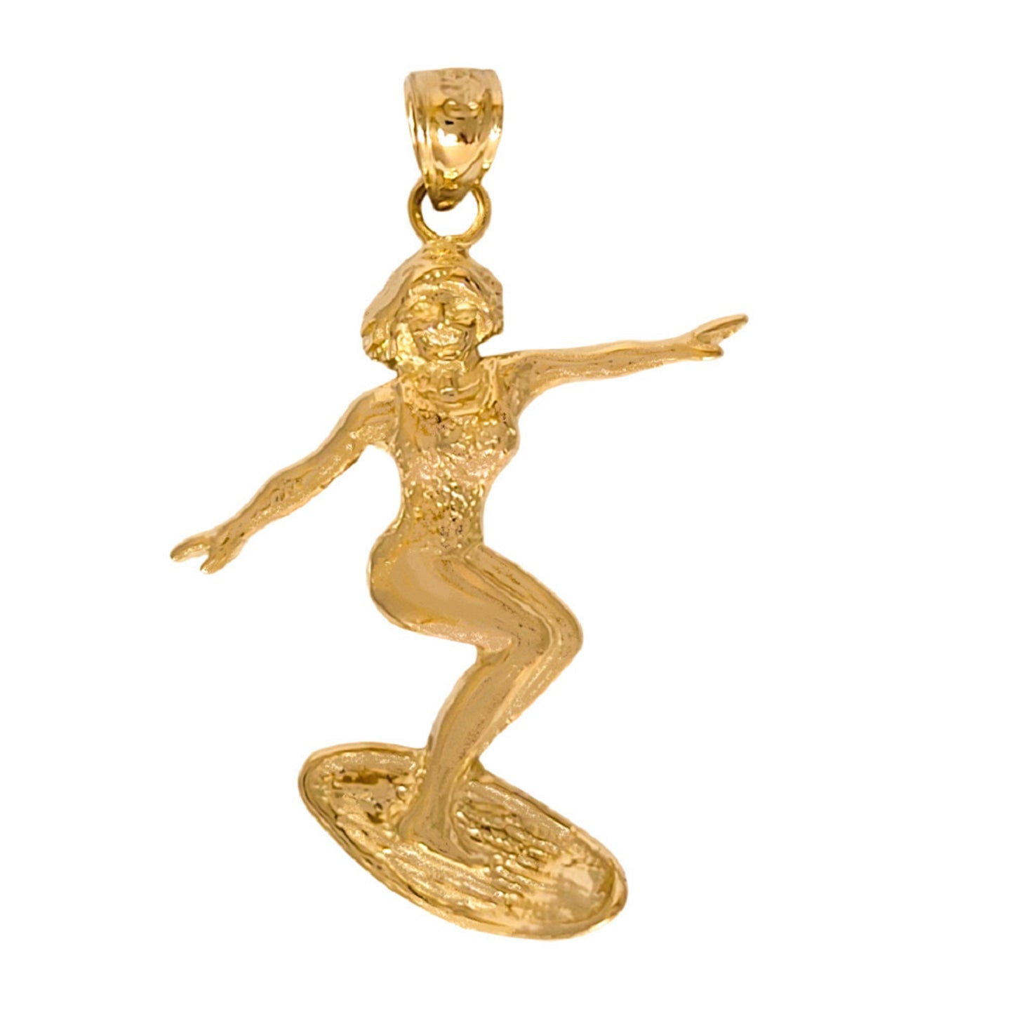 14K Yellow Gold Surfer Pendant