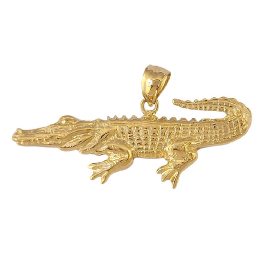 14K Yellow Gold Alligator Crocodile Pendant