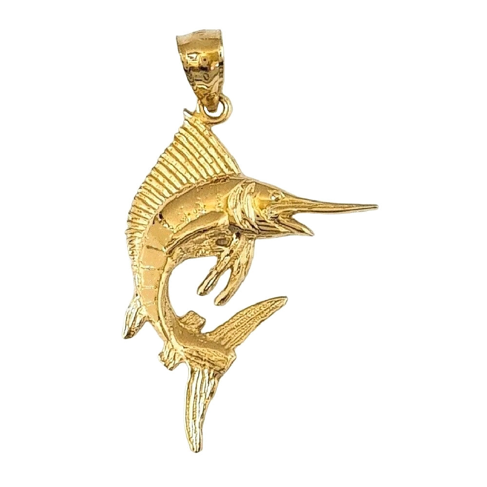 14K Yellow Gold Sailfish Marlin Pendant