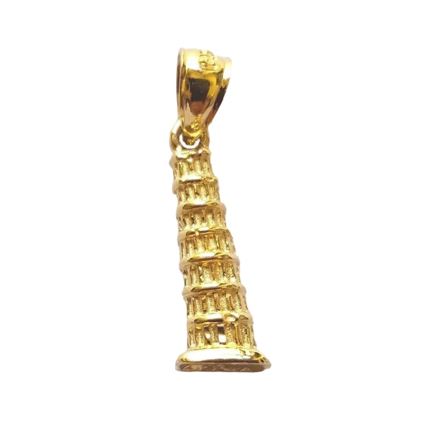 14K Yellow Gold Leaning Tower Of Pisa 3D Pendant