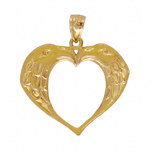 14k Yellow Gold Eagles Heart Pendant
