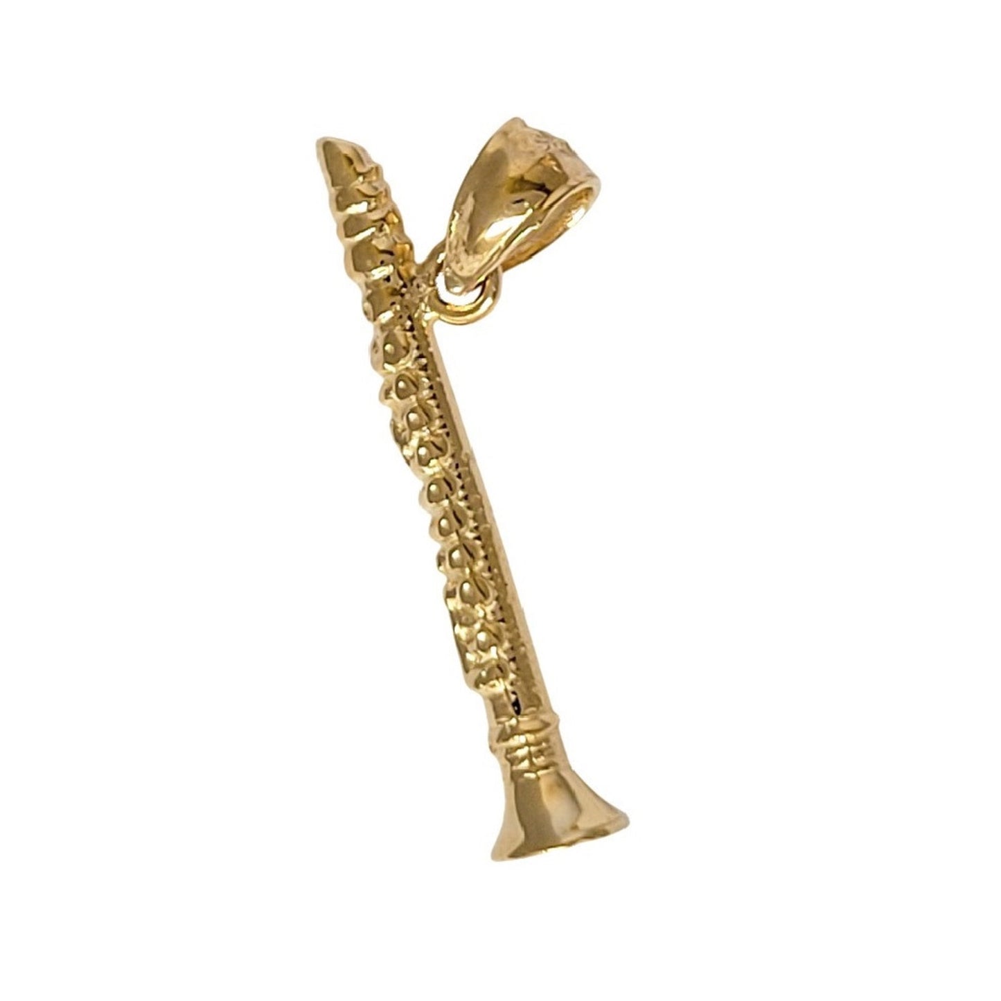 14k Yellow Gold Clarinet 3D (3 Dimensional) Solid Pendant