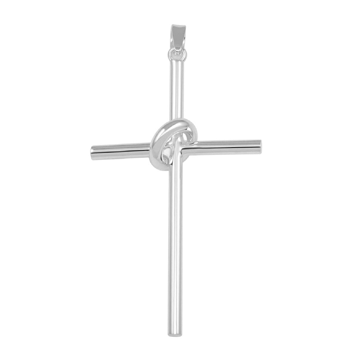 925 Sterling Silver Cross in Hoop 3D (3 Dimensional) Large Pendant
