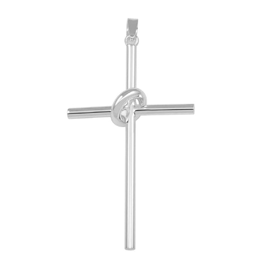 925 Sterling Silver Cross in Hoop 3D (3 Dimensional) Large Pendant