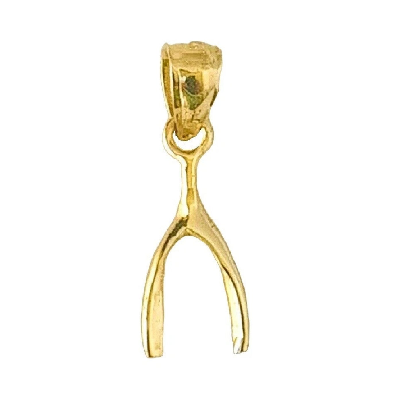 14K Yellow Gold WISHBONE Charm Pendant