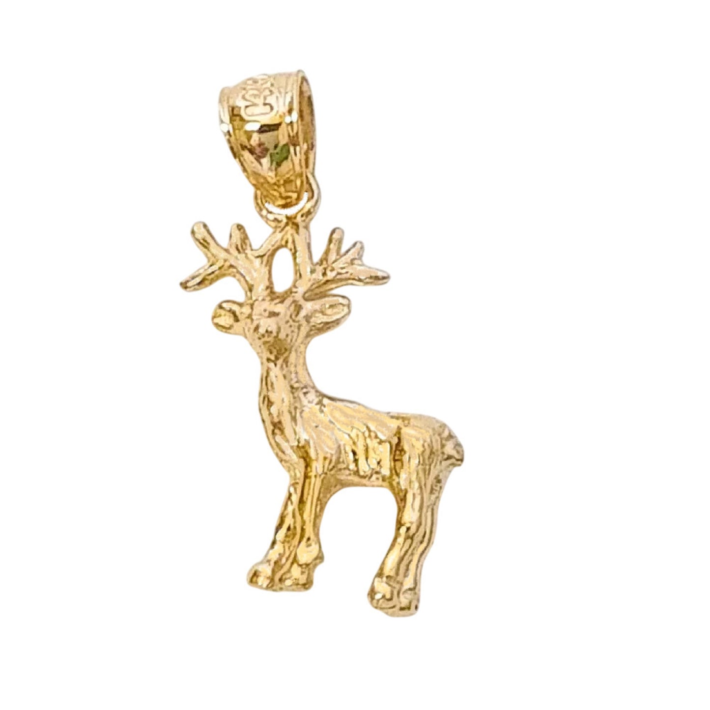 14K Yellow Gold Moose Deer 3D Solid Pendant