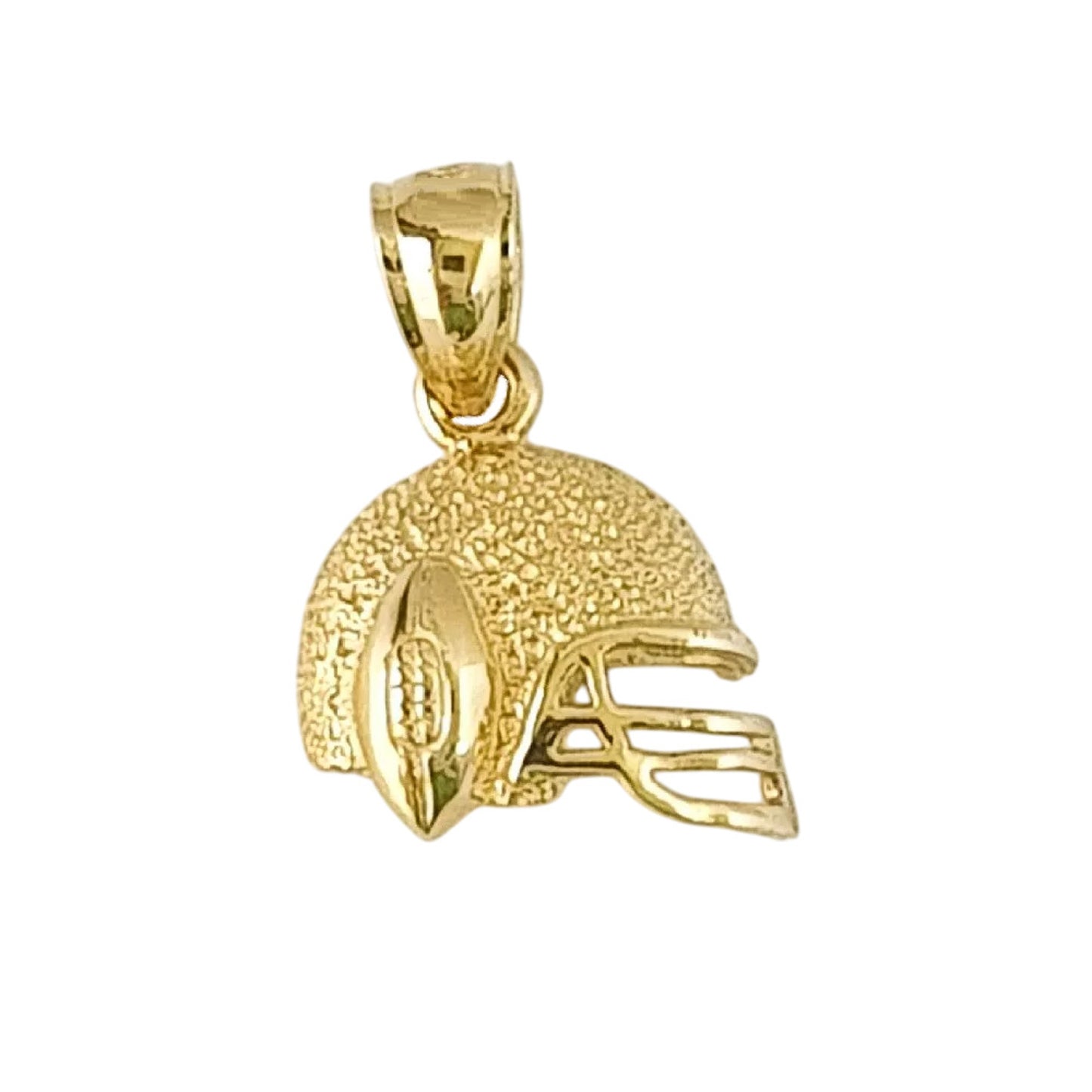 14K Yellow Gold Football Helmet Pendant Charm