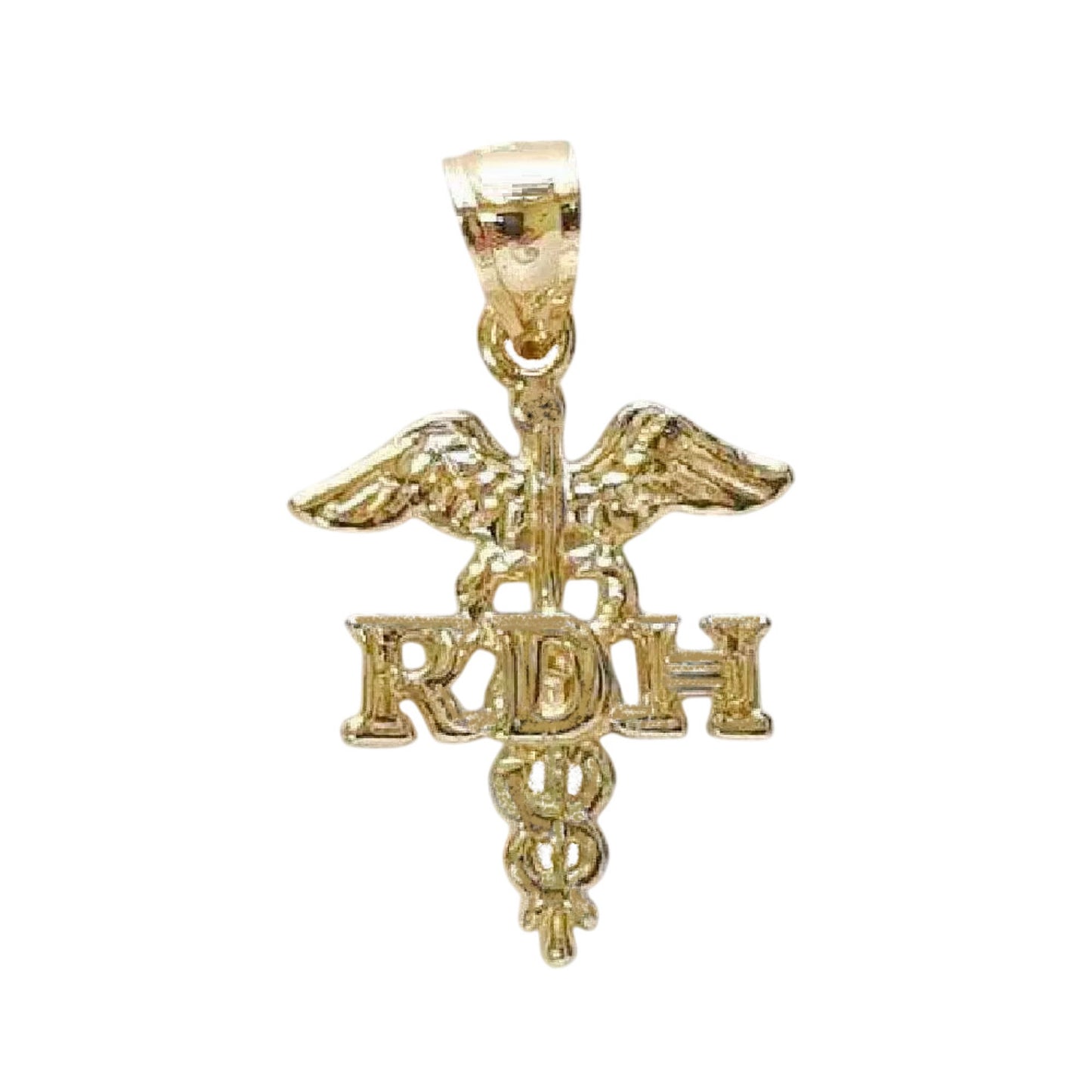 14K Yellow Gold RDH Registered Dental Hygienist Medical Pendant