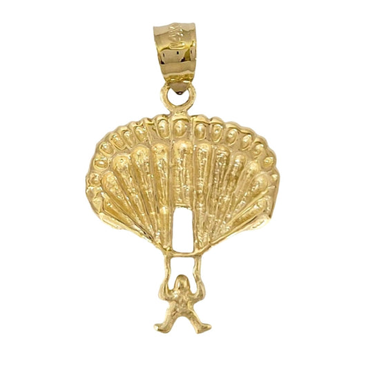 14k Yellow Gold Parachute, Parachutist Pendant