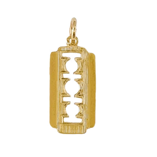 14K Yellow Gold Razor Blade Pendant