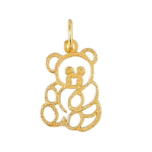 14K Yellow Gold Teddy Bear Pendant Charm