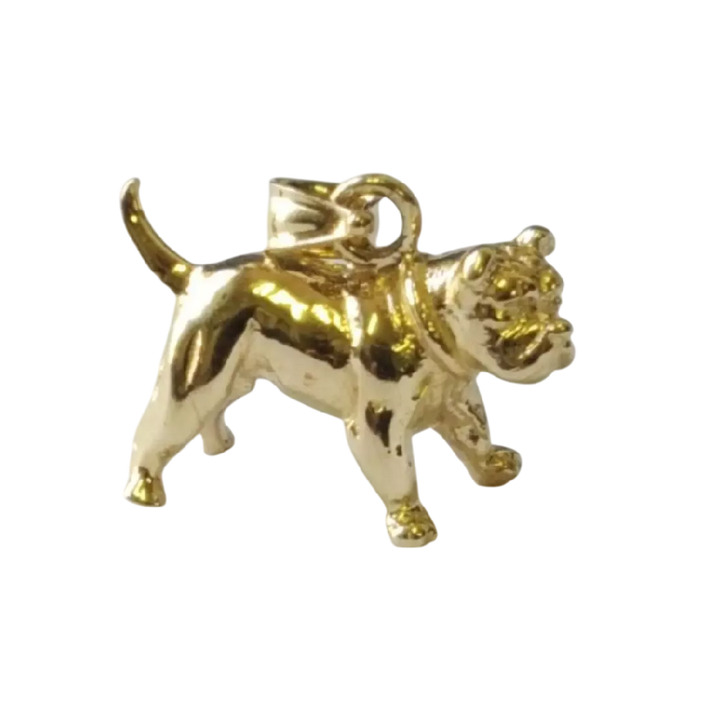 14K Yellow Gold Bulldog 3D Solid Pendant