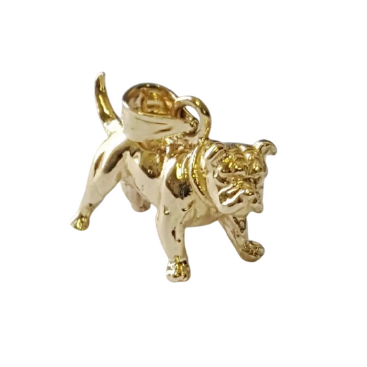 14K Yellow Gold Bulldog 3D Solid Pendant