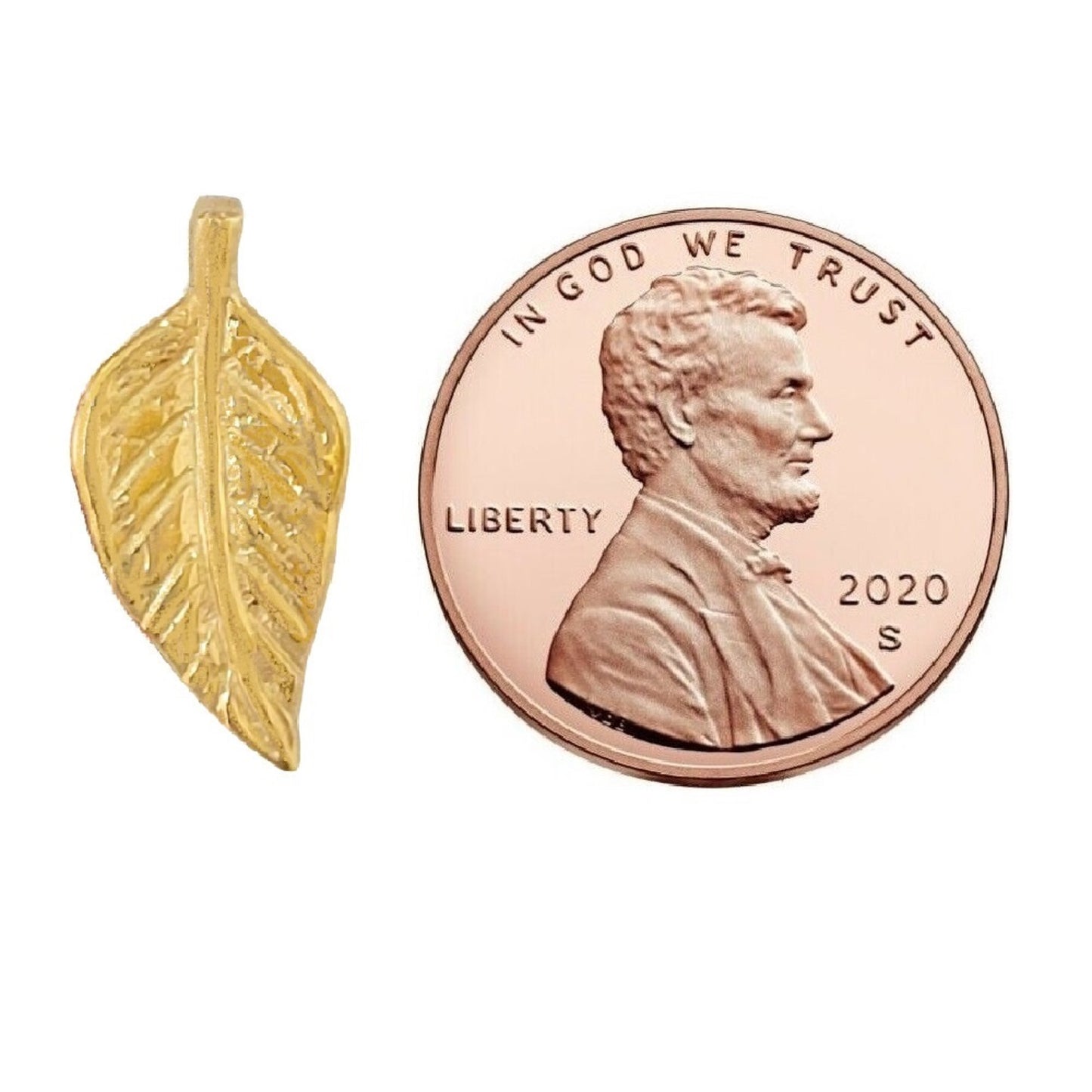 14k Yellow Gold Leaf Slide Pendant