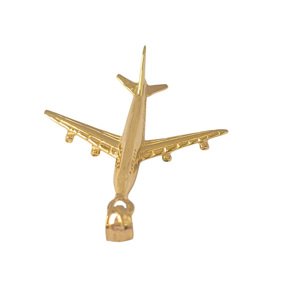 14k Yellow Gold Airplane 3D (3 Dimensional) Solid Pendant