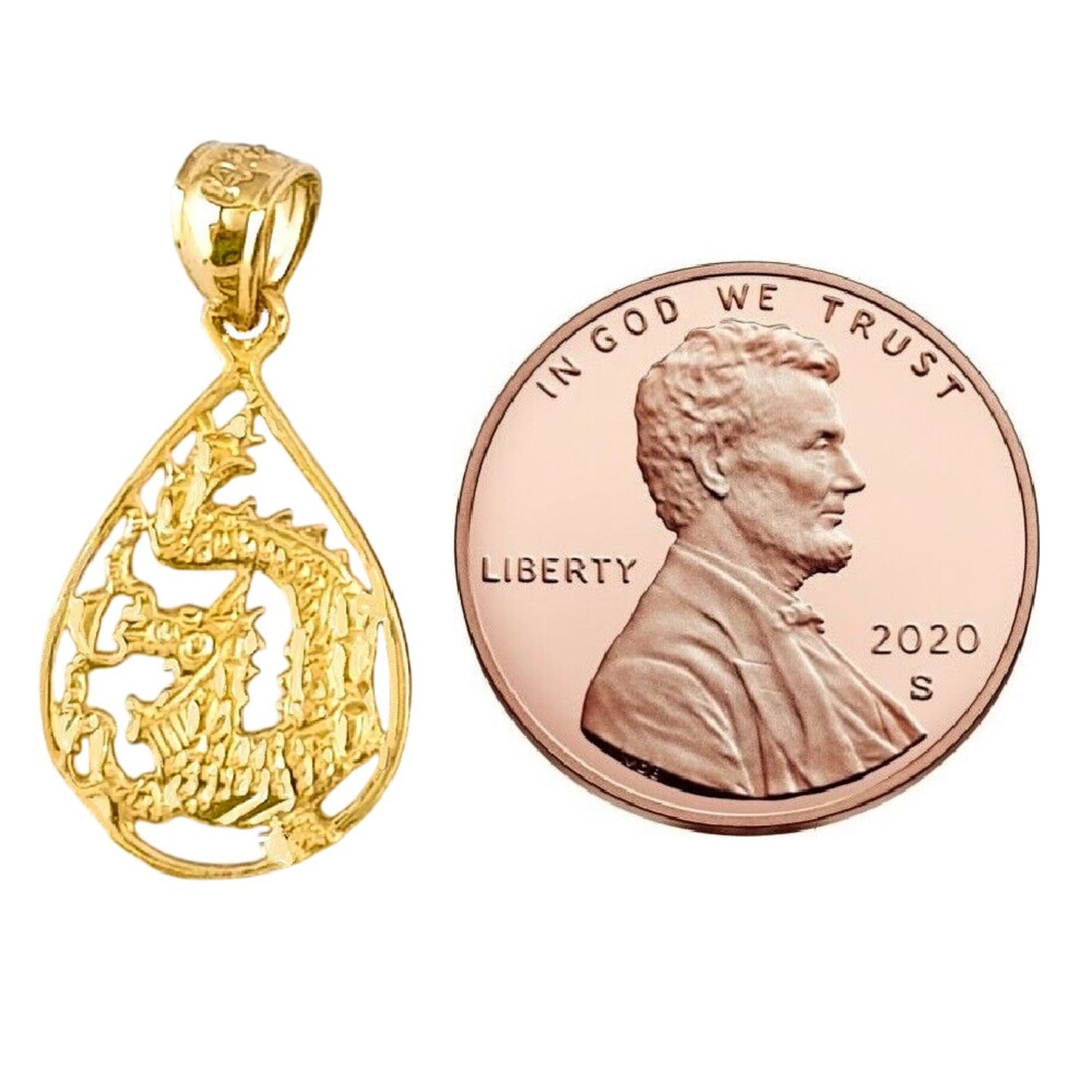 14K Yellow Gold Dragon Pendant