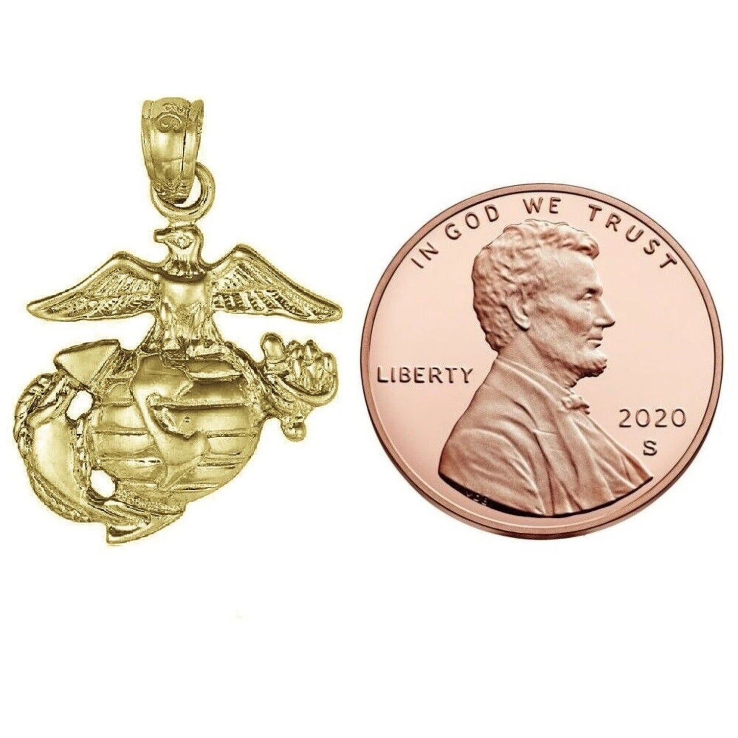 Sterling Silver Yellow Gold Plated Eagle Globe Anchor Pendant Charm