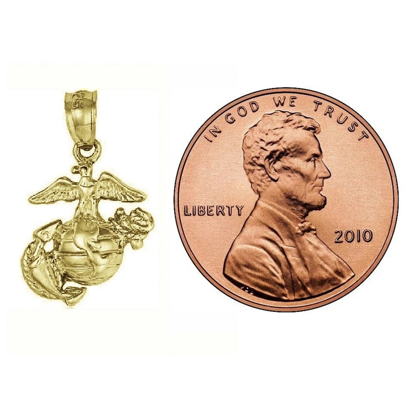 Small Sterling Silver Yellow Gold Plated Eagle Globe Anchor Charm