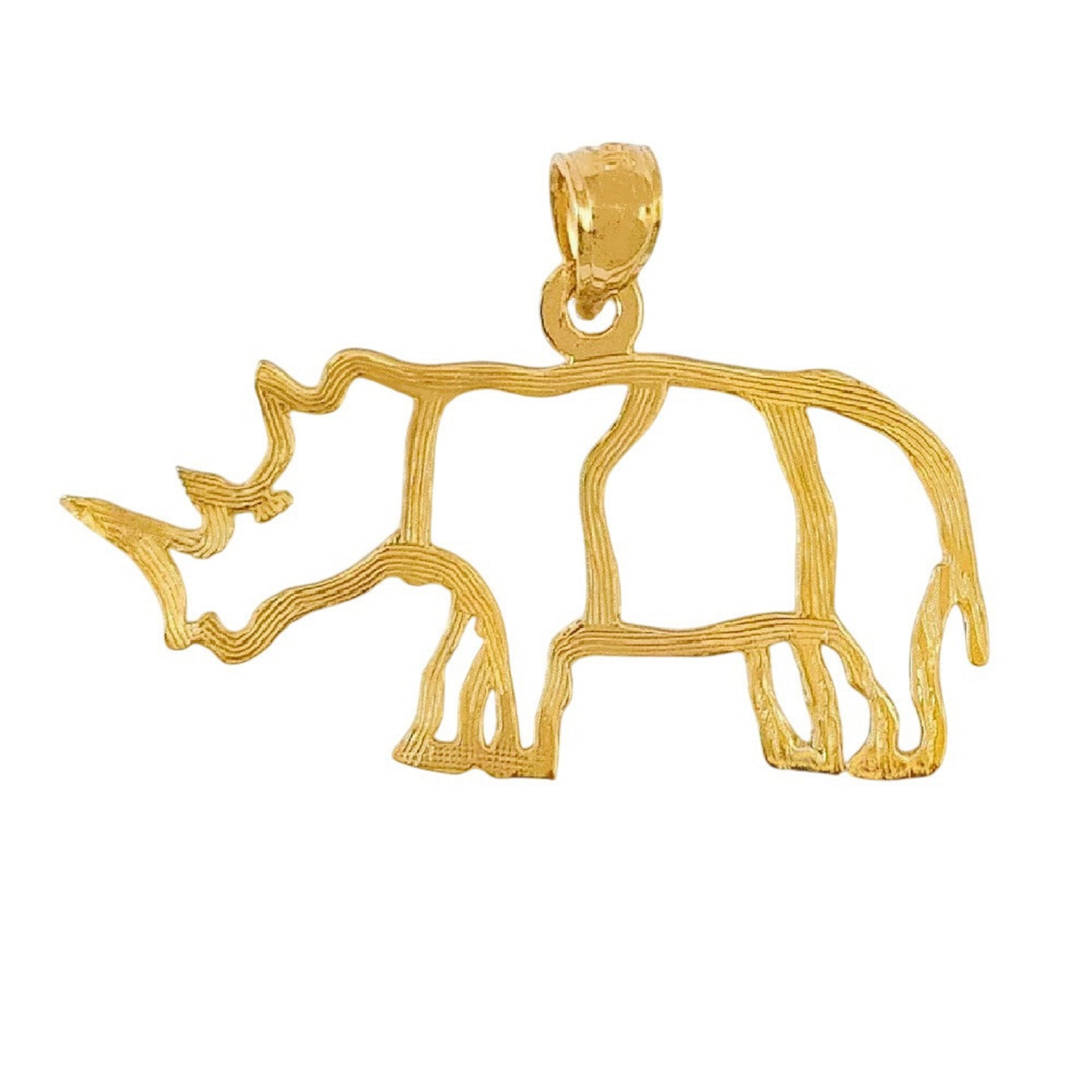 14K Yellow Gold Rhinoceros, Rhino Pendant