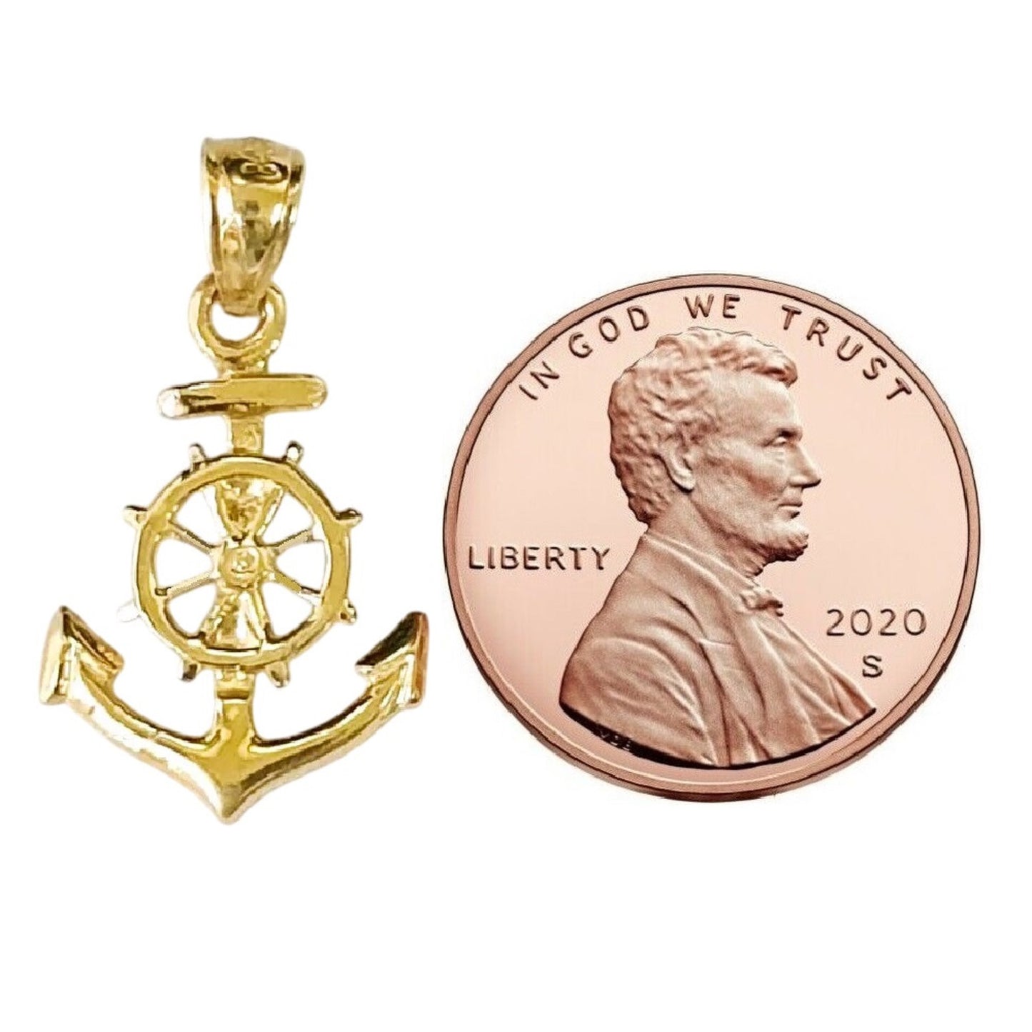 14K Yellow Gold Anchor Pendant