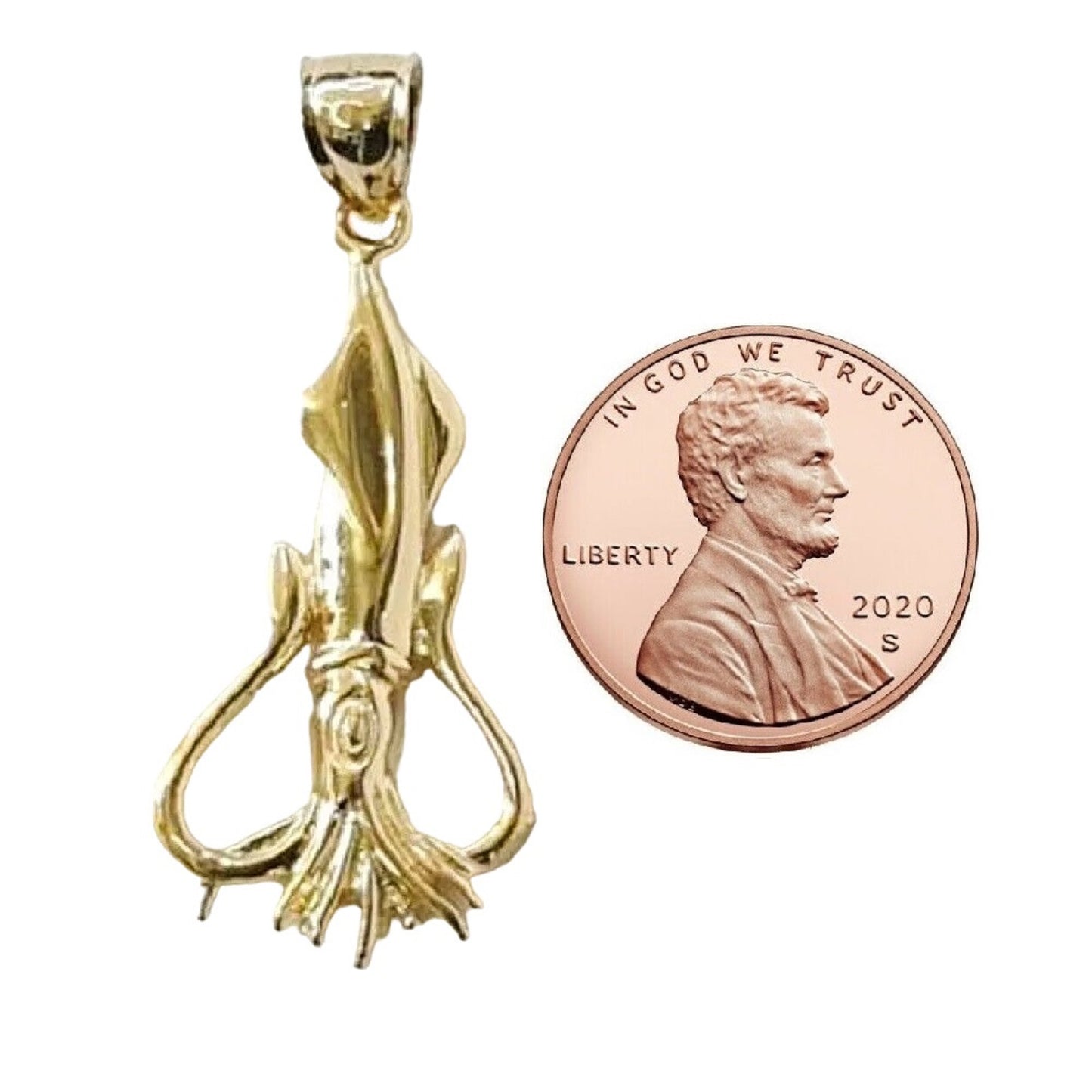 14K Yellow Gold Squid Pendant
