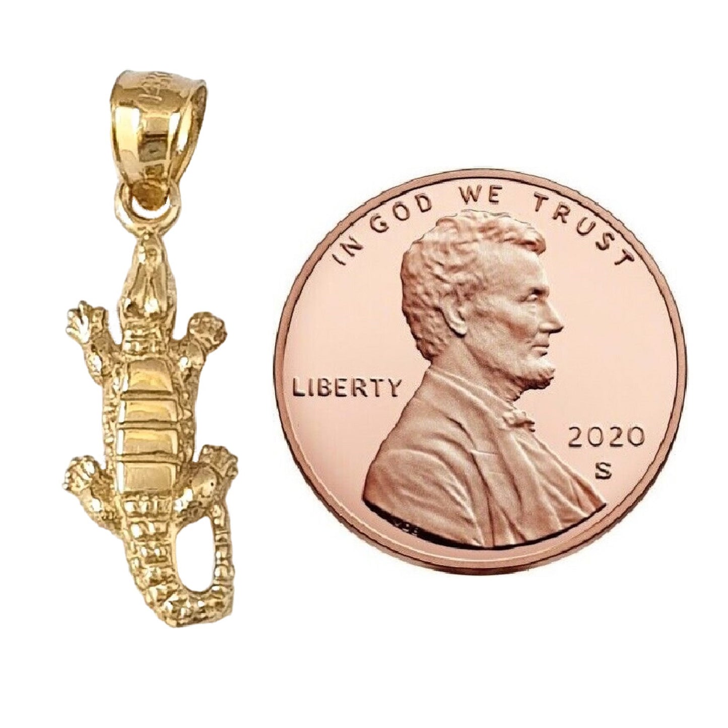 14K Yellow Gold Alligator Crocodile Pendant Charm