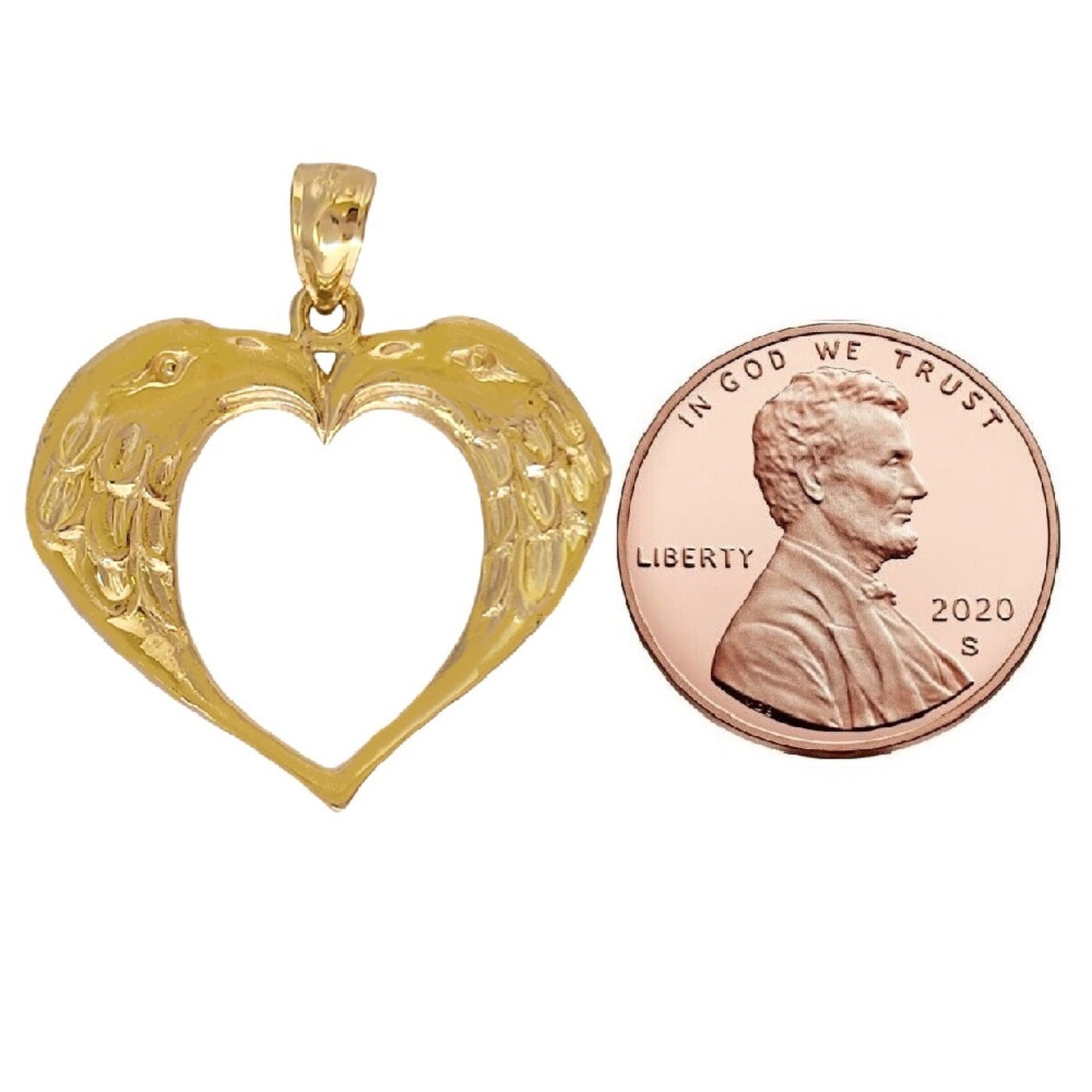 14k Yellow Gold Eagles Heart Pendant