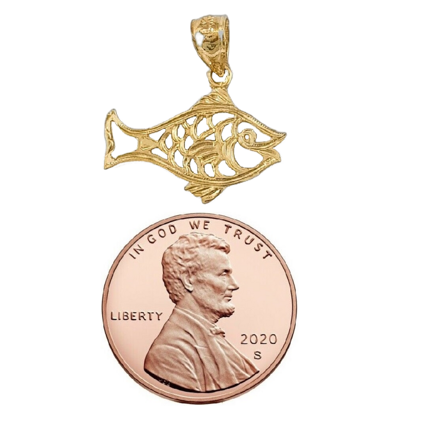 14K Yellow Gold Goldfish Charm Pendant