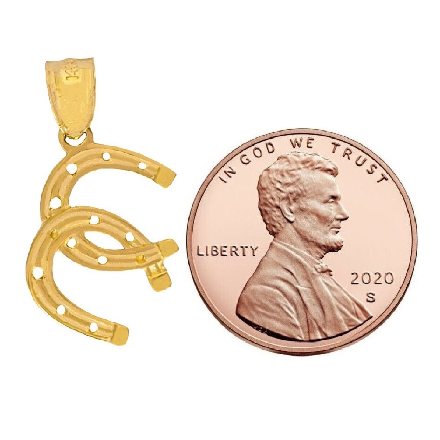 14K Yellow Gold Double Horseshoe Pendant Charm