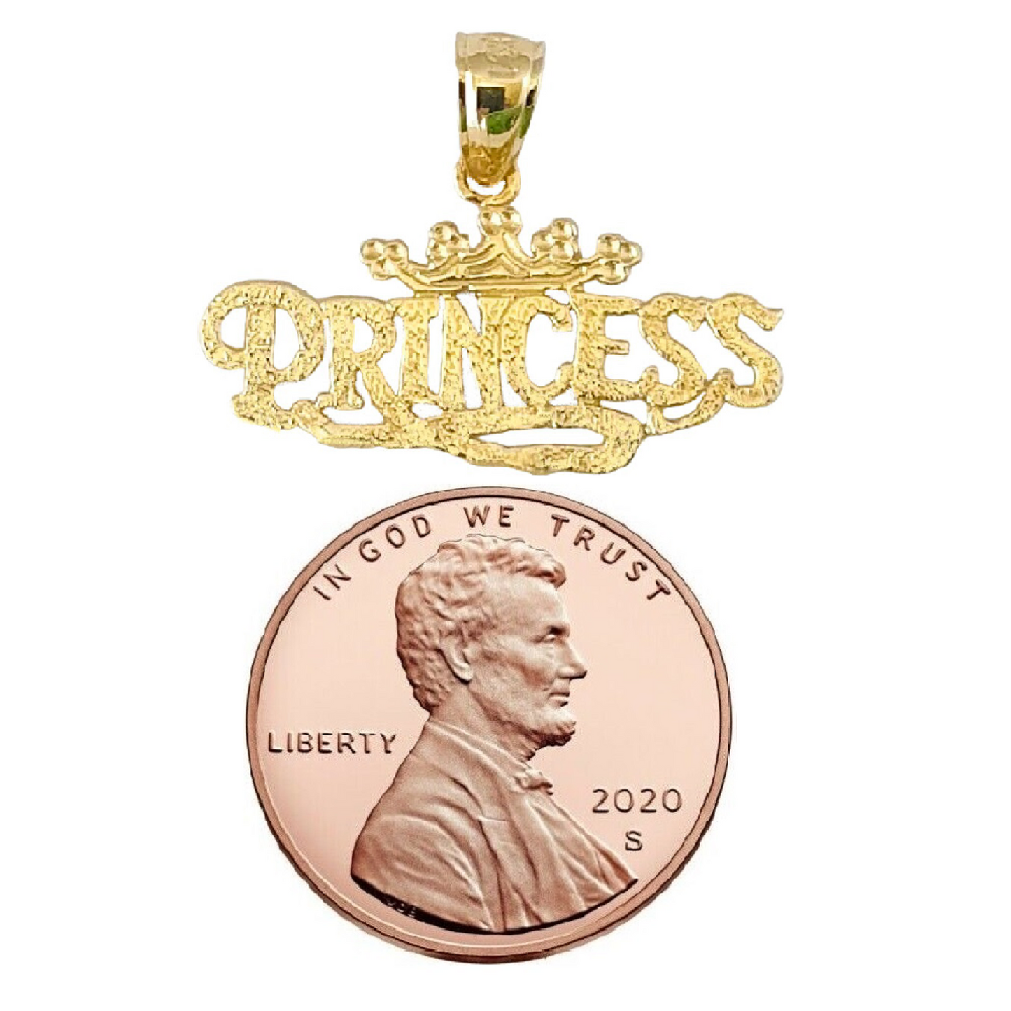 14k Yellow Gold PRINCESS Pendant / Charm, Made in USA