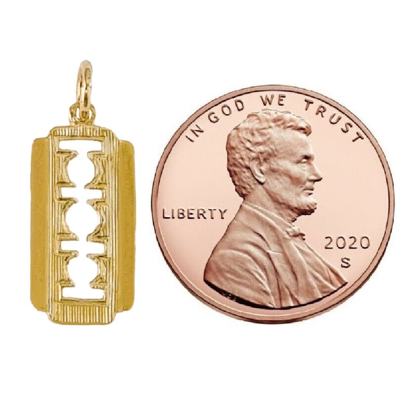 14K Yellow Gold Razor Blade Pendant
