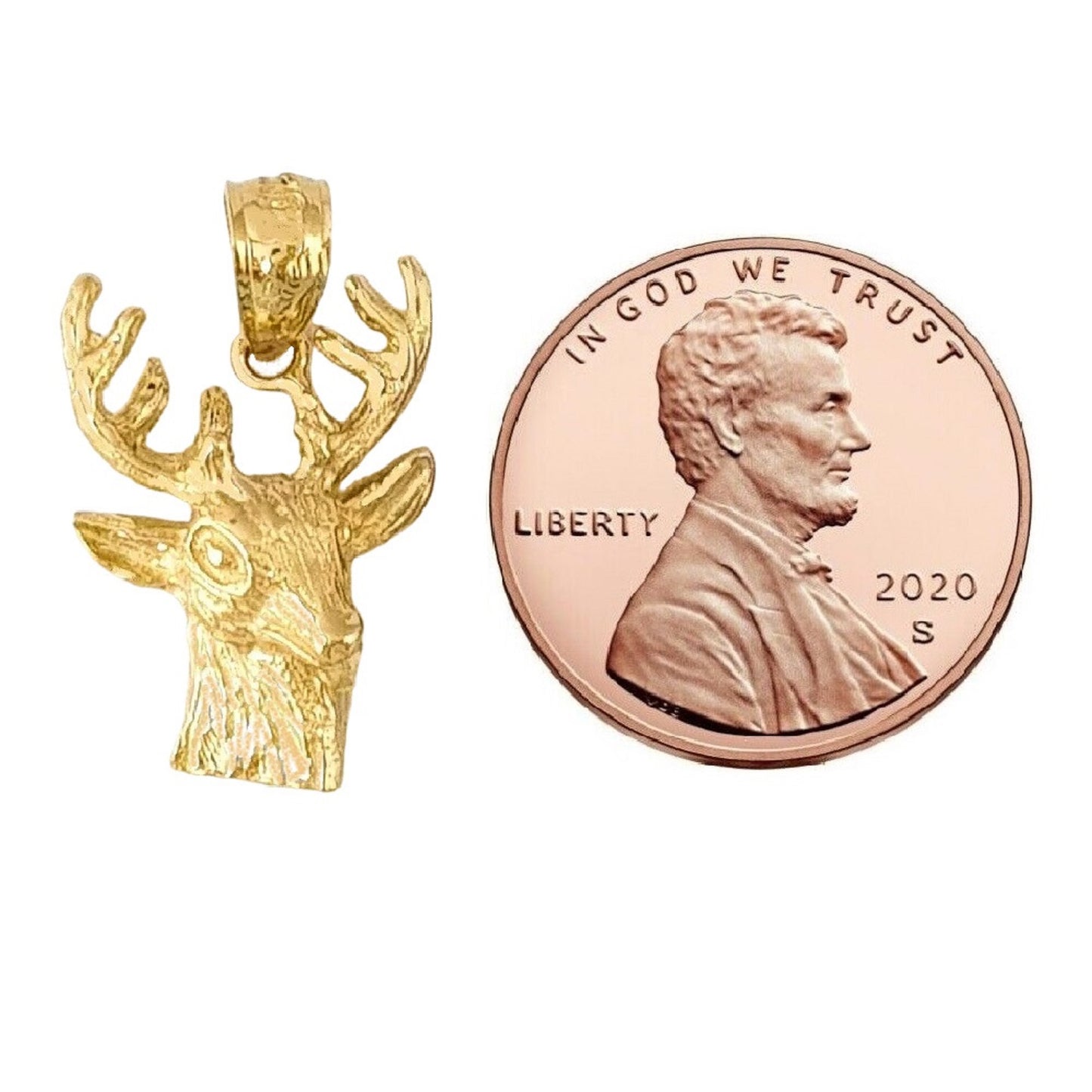 14K Yellow Gold Deer, Elk Pendant