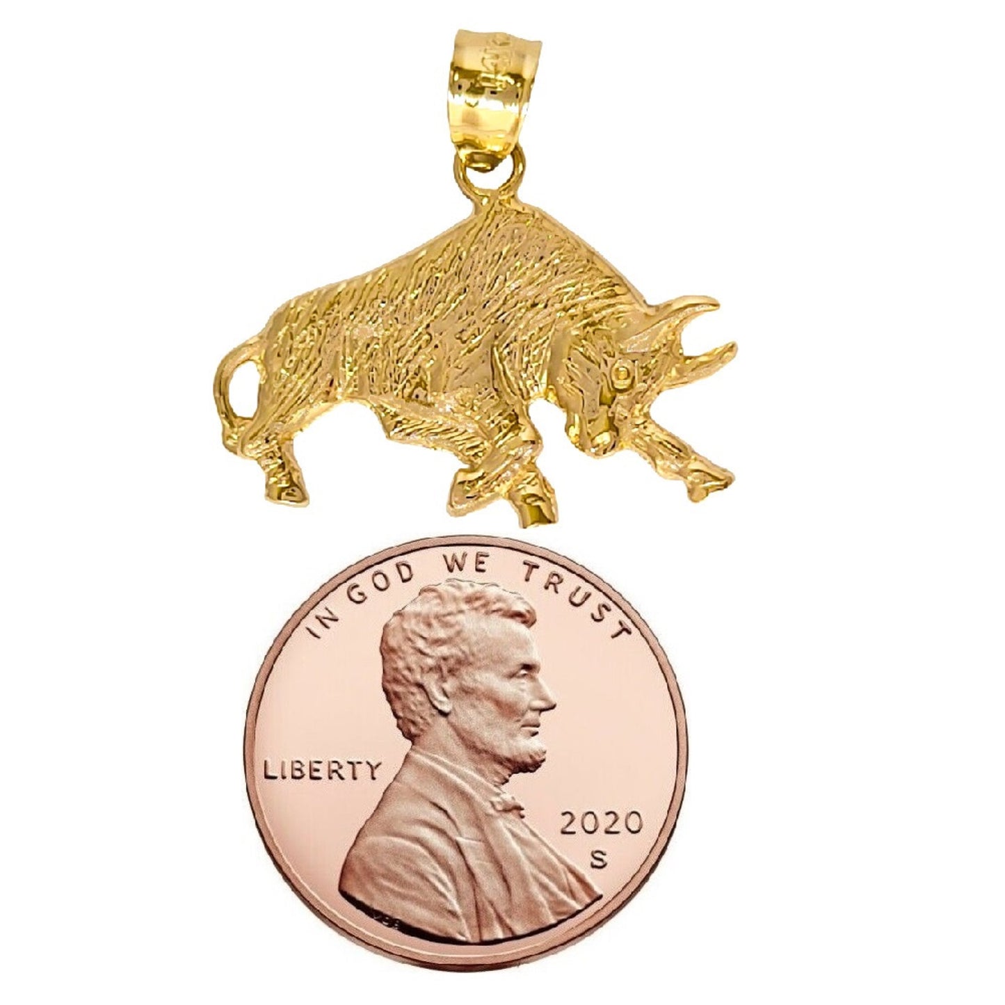 14K Yellow Gold BULL Pendant