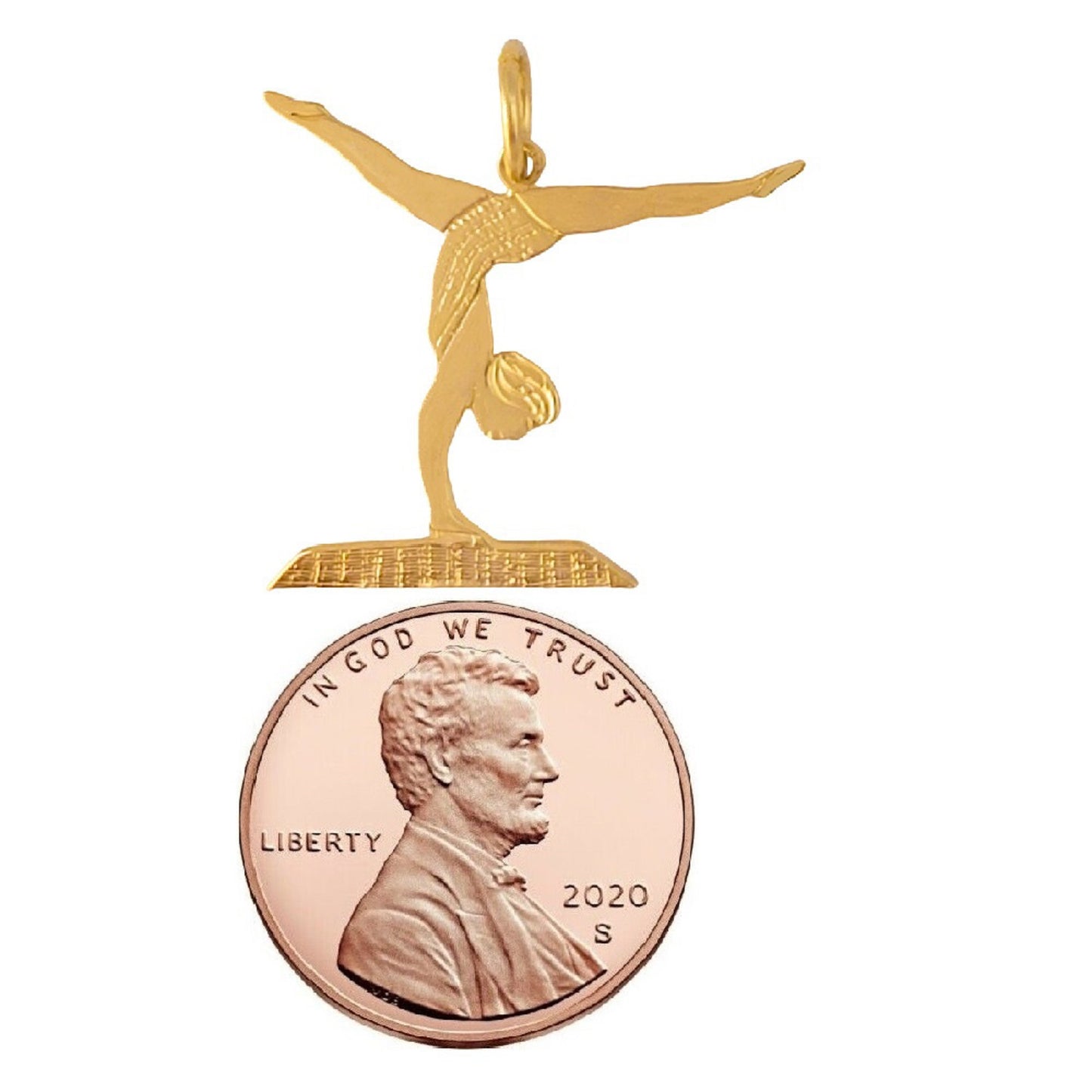 14K Yellow Gold Gymnast Pendant Charm