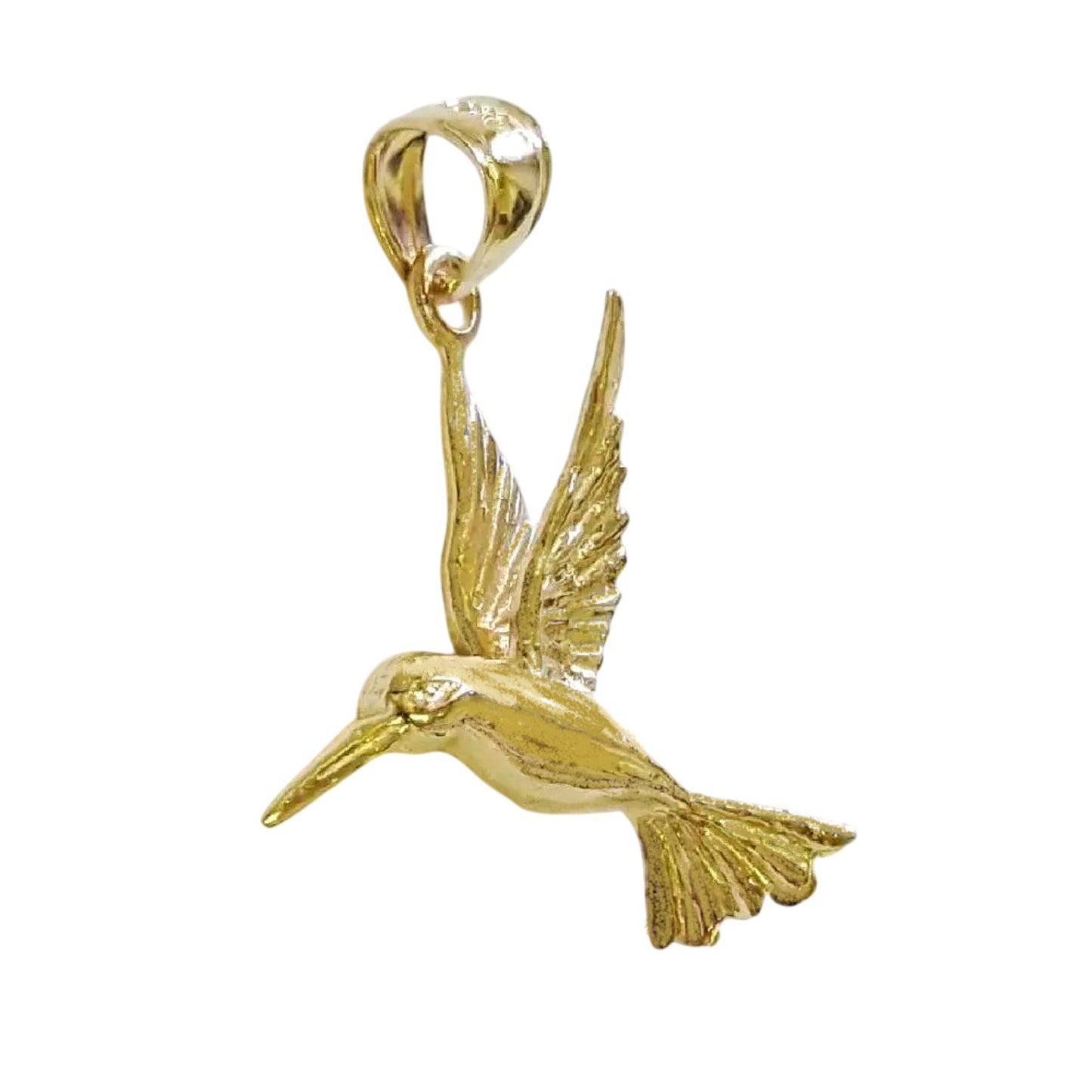 14K Yellow Gold Hummingbird Pendant